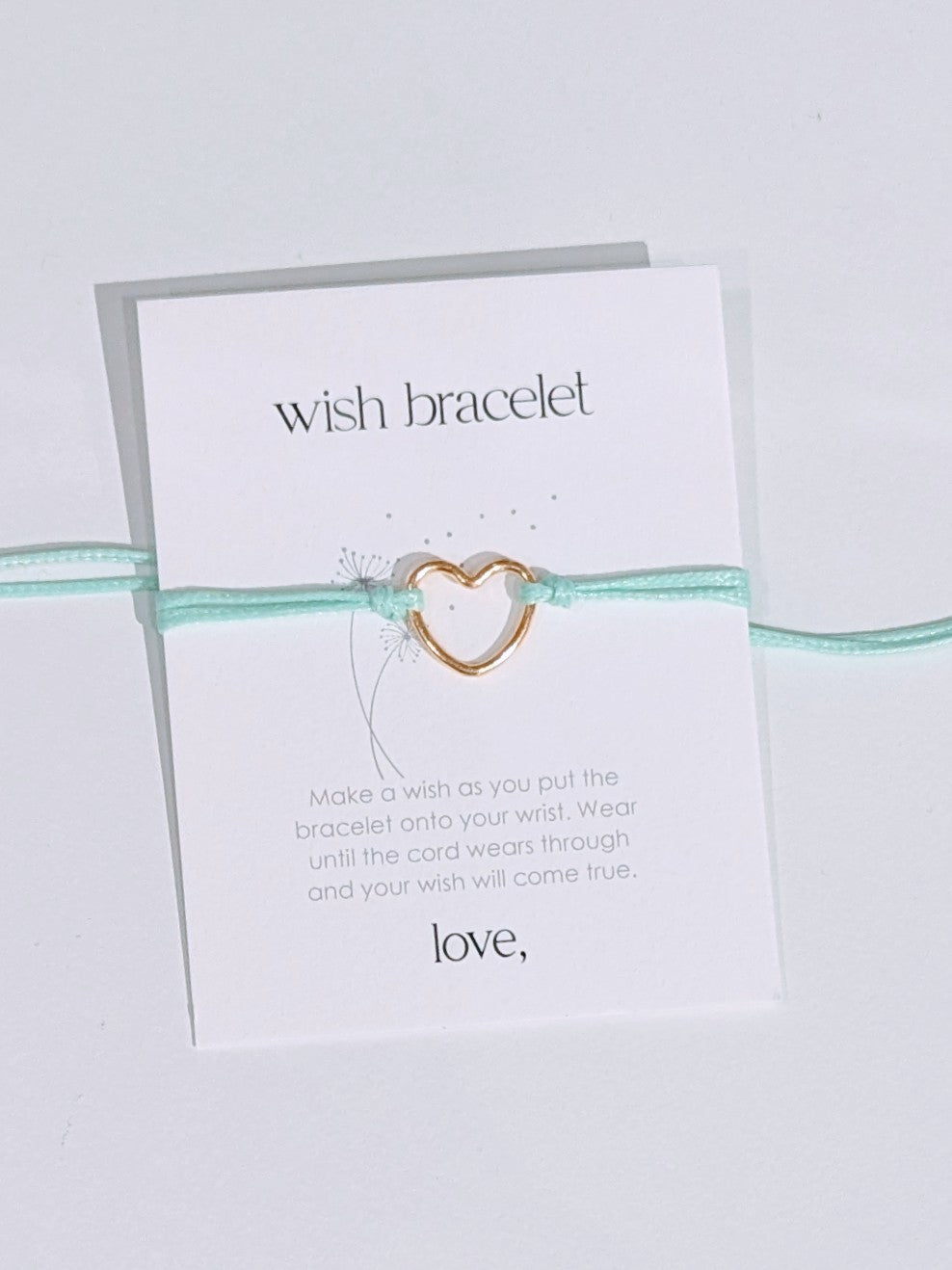 Wish Bracelet Open Heart - Mint