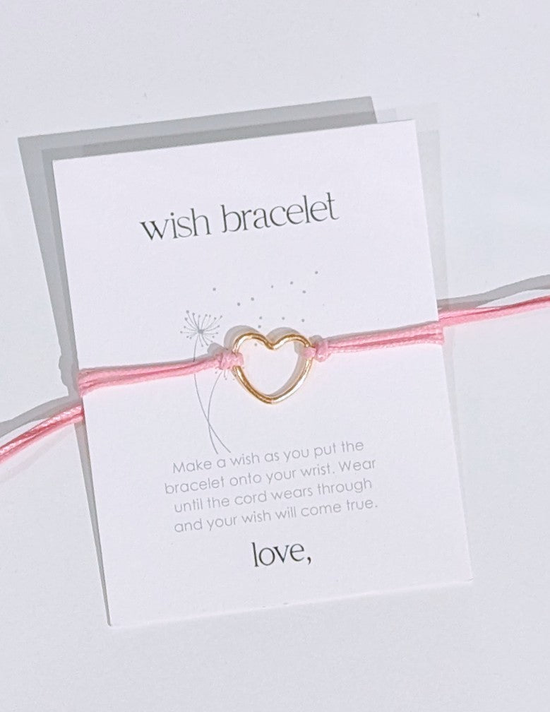 Wish Bracelet Open Heart - Pink