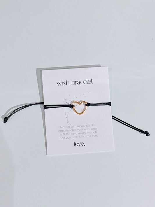 Wish Bracelet Open Heart - Black