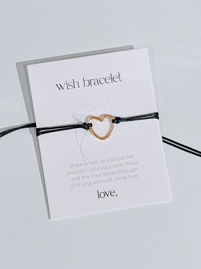 Wish Bracelet Open Heart - Black