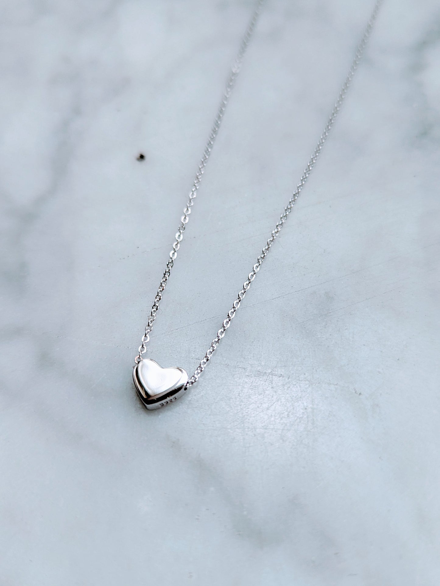 Floating Heart Necklace - Silver