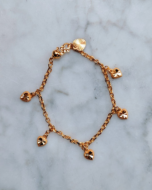 Shine Heart Charm Bracelet - Gold