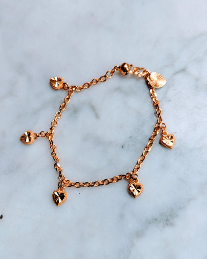 Shine Heart Charm Bracelet - Gold