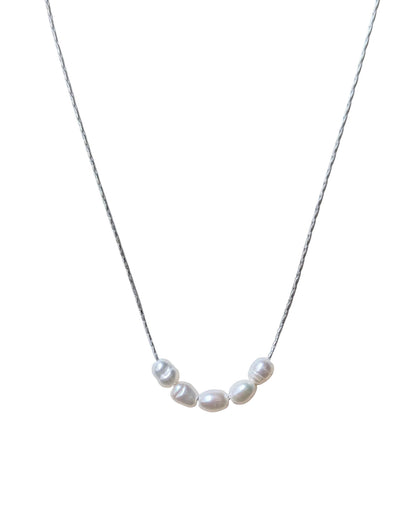 Floating Pearl Necklace - Silver