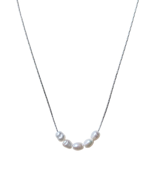 Floating Pearl Necklace - Silver