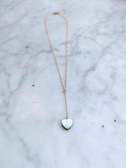 Smokey Grey Heart Lariat Necklace