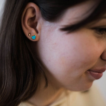 Sky Blue Enamel Heart Studs