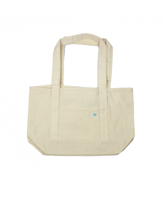 River Side Tote - Heart Patch - Natural + Natural