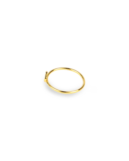 Gold hoop earring on a white background