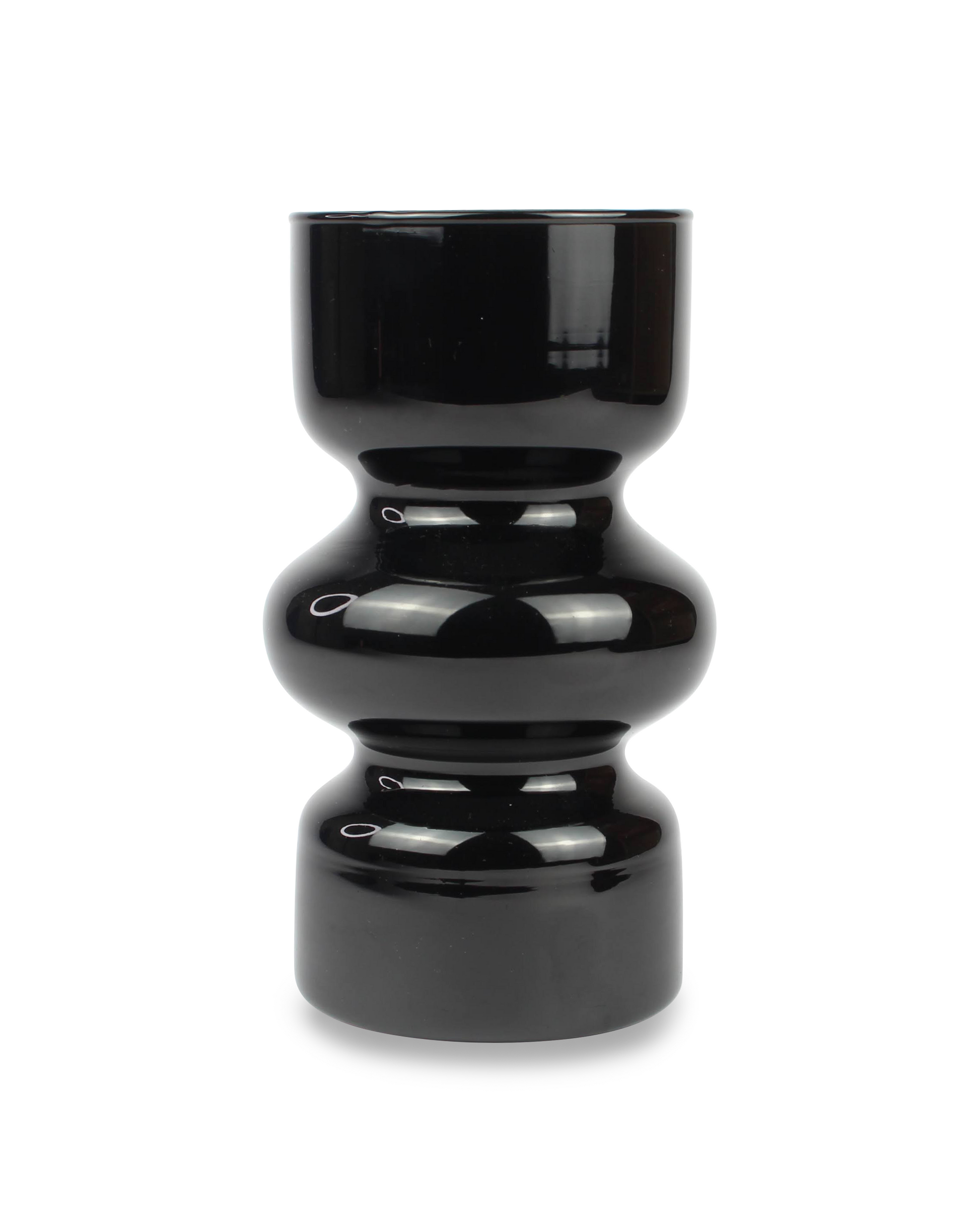 Black glass vase on a white background