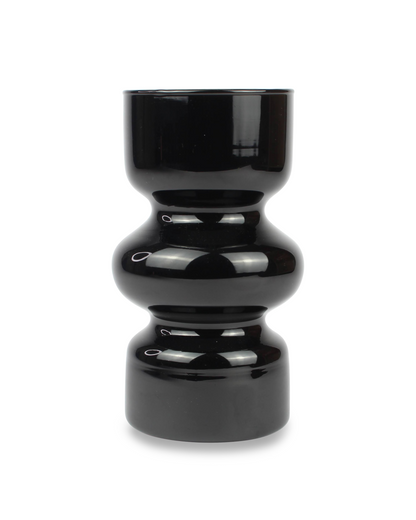 Black glass vase on a white background