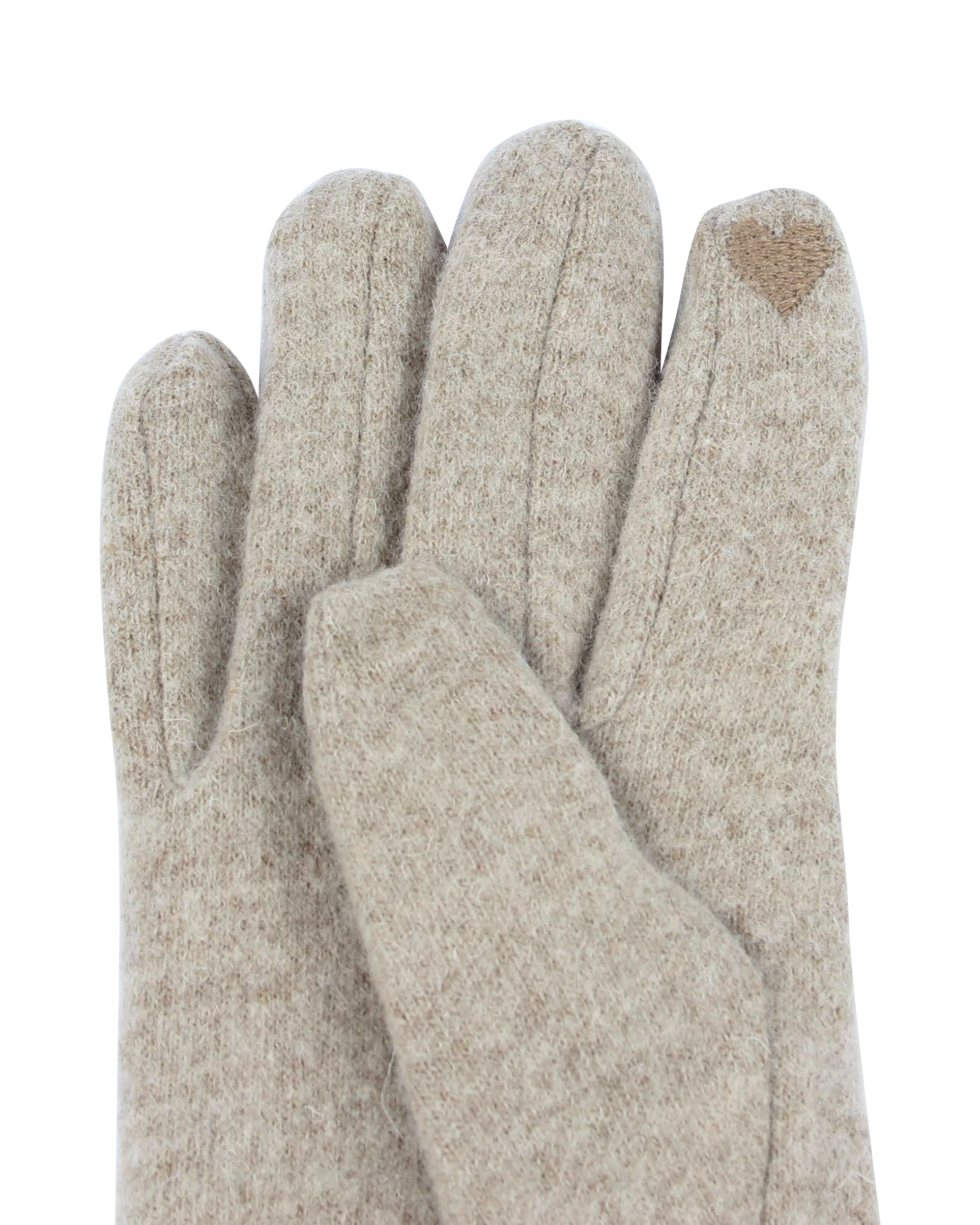 Pair of beige gloves on a white background