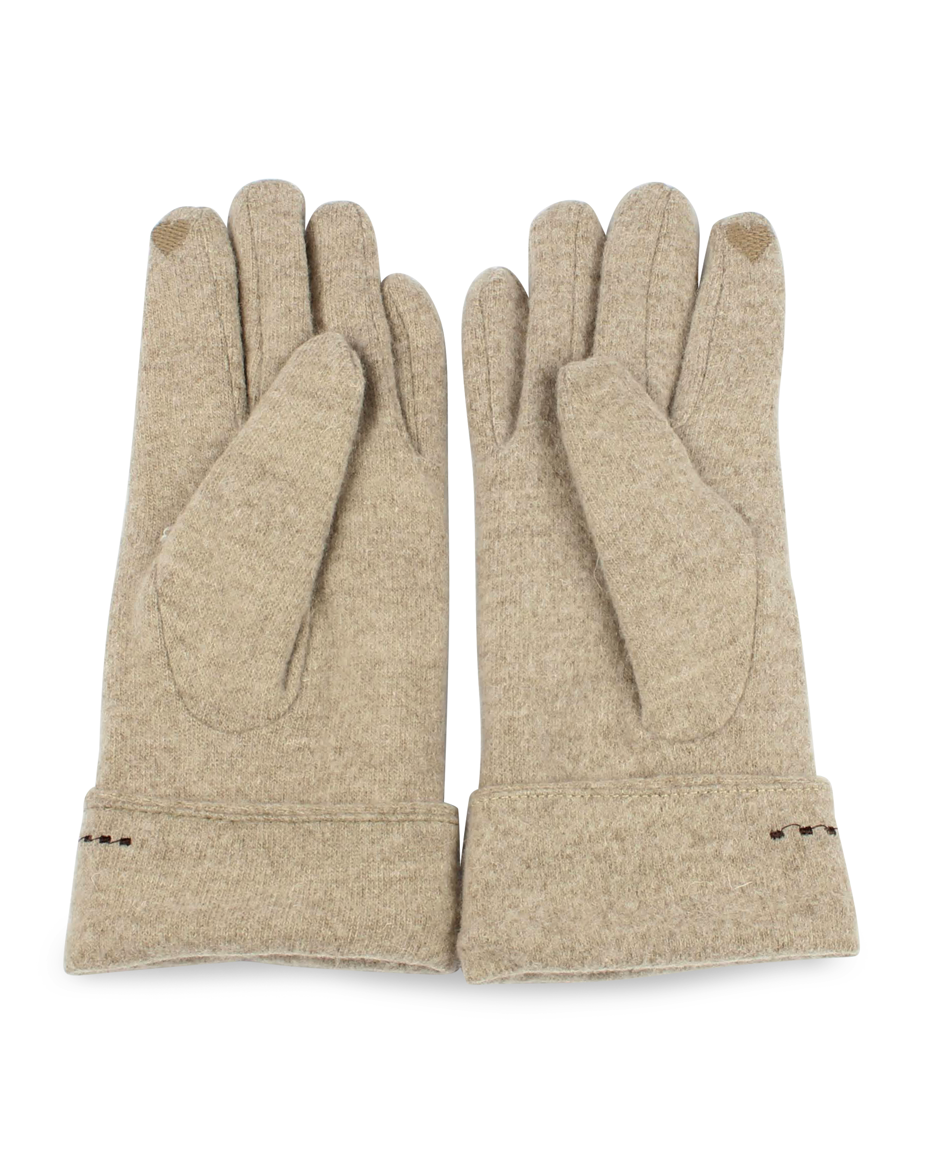 Pair of beige gloves on a white background
