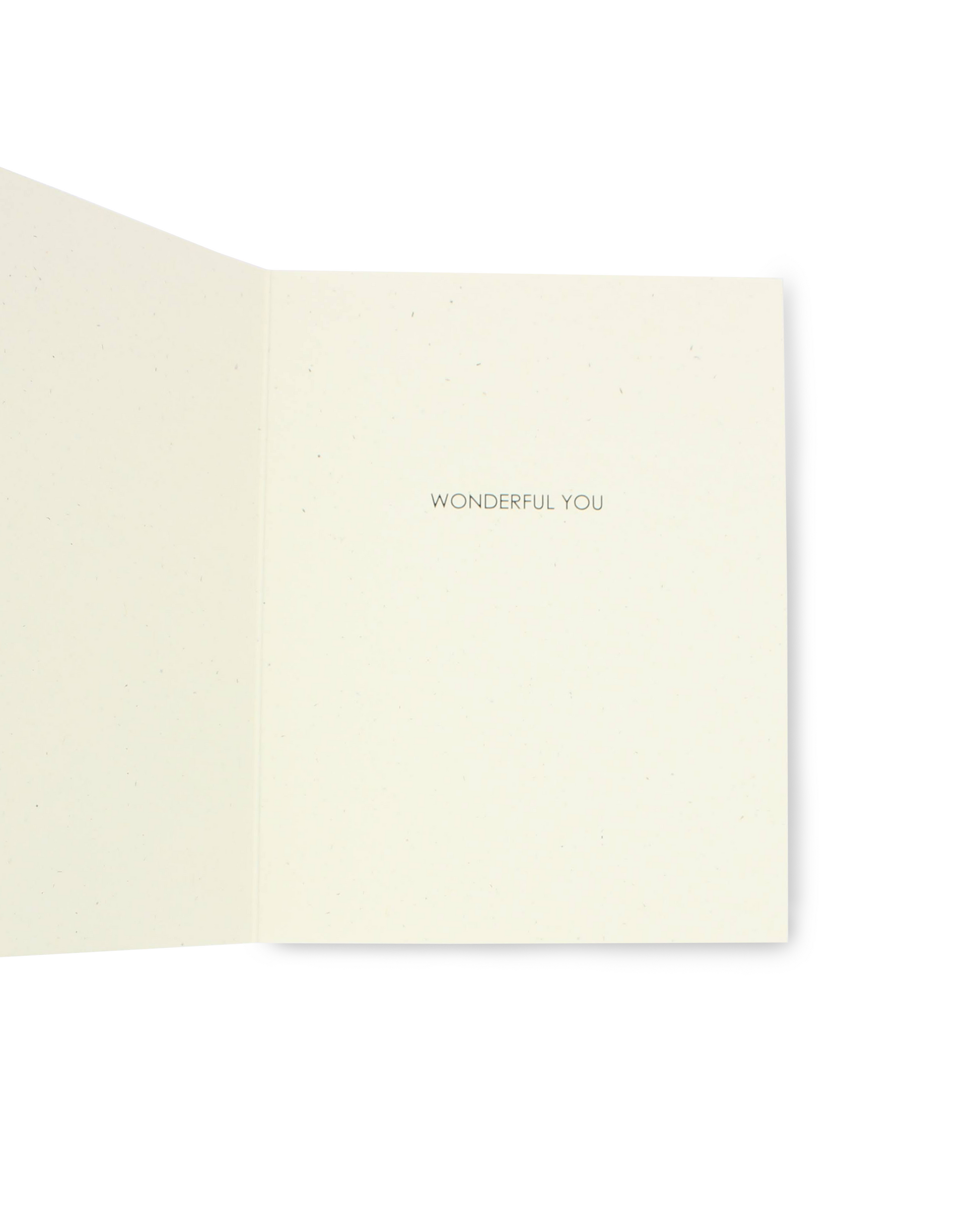 Beige card with 'WONDERFUL YOU' text on a white background