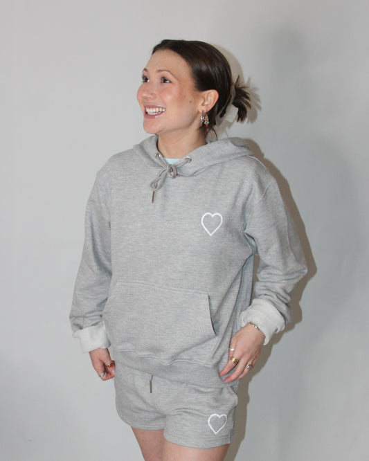 classic hoodie grey heather with heart
