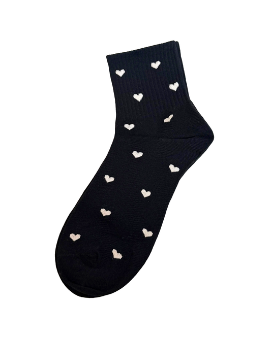 Heart Socks Mini Crew - Black