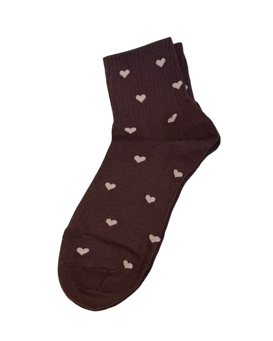 Heart Socks Mini Crew - Brown