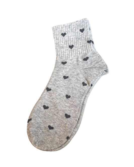 Heart Socks Mini Crew - Grey