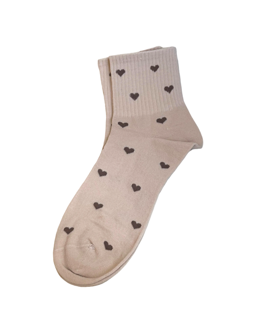 Heart Socks Mini Crew - Tan