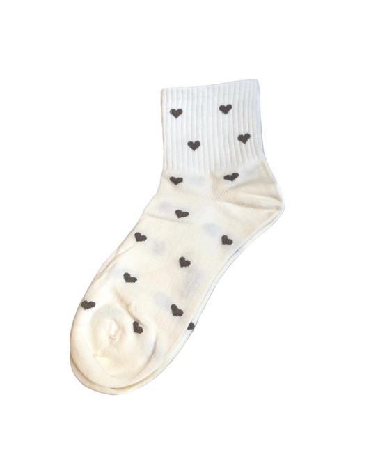 Heart Socks Mini Crew - White