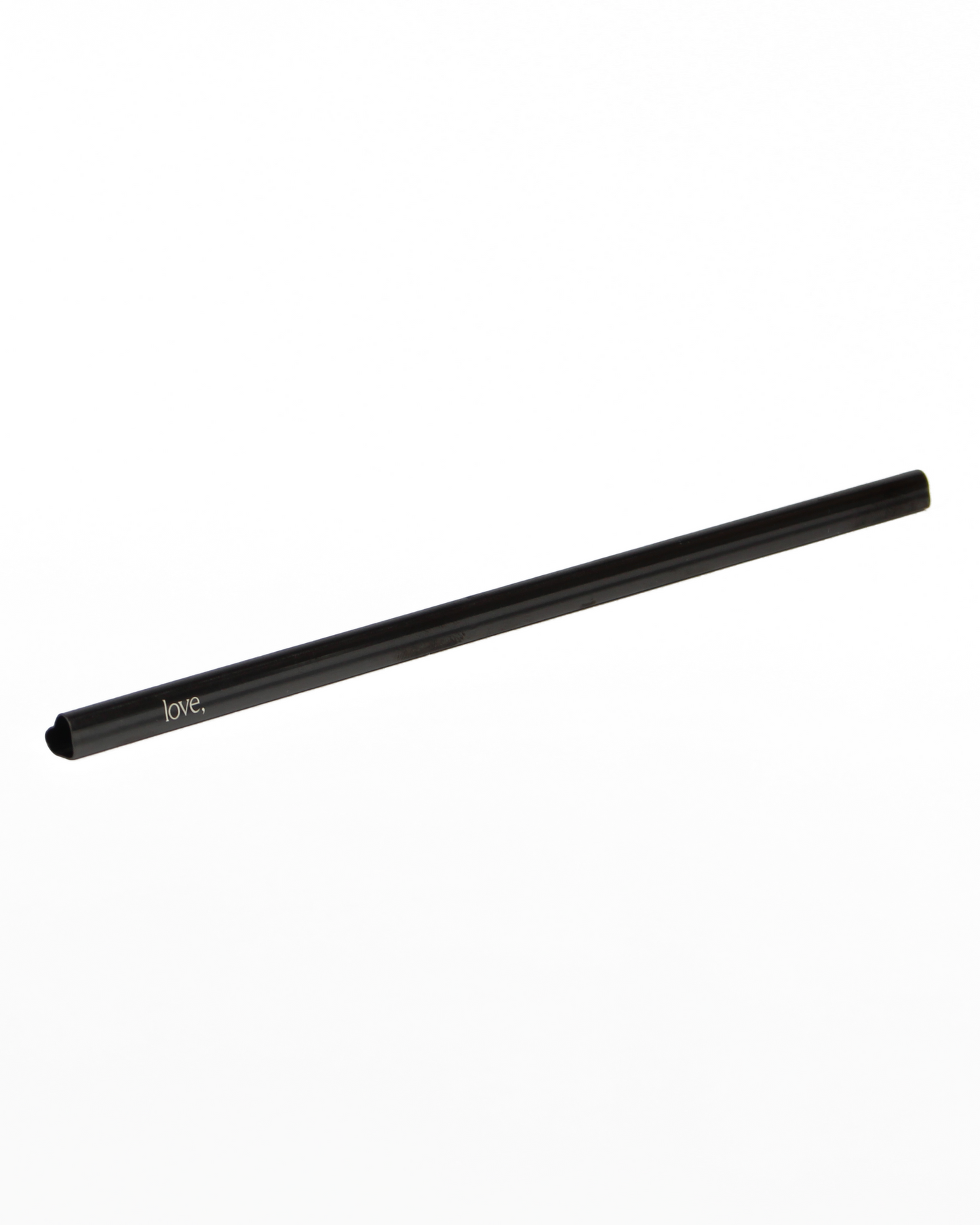 Black metal straw on a white background