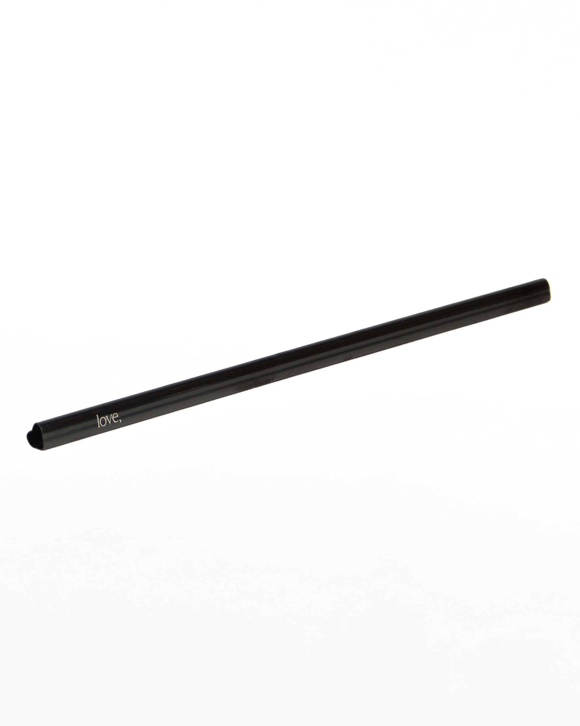 Black metal straw on a white background