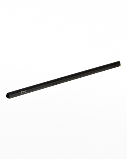 Black metal straw on a white background