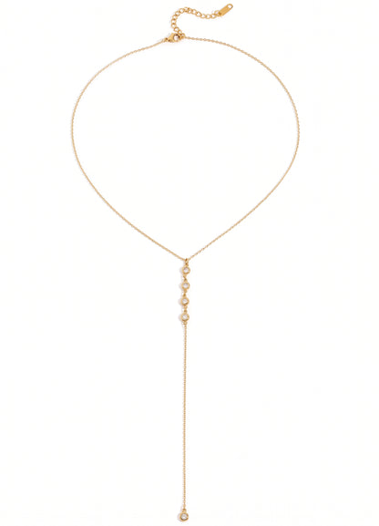 Lariat Choker Necklace - Gold