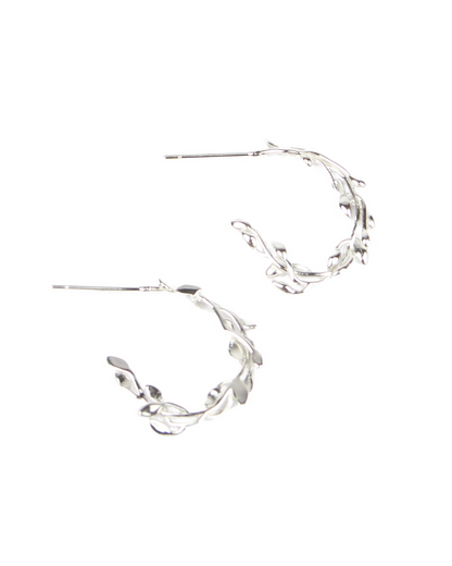 Silver hoop earrings on a white background
