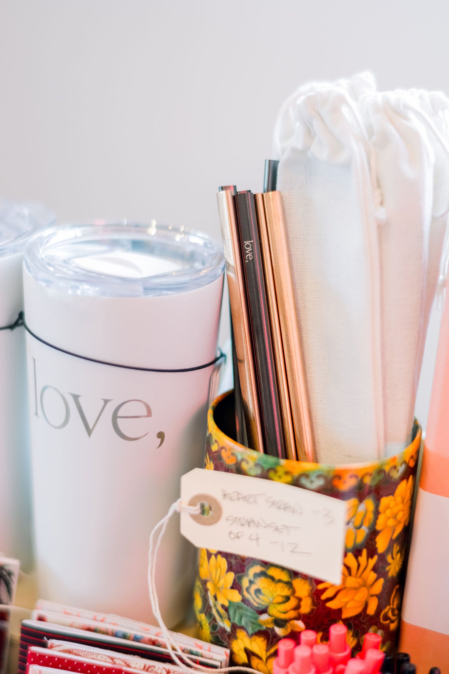 Metal Heart Straw Set