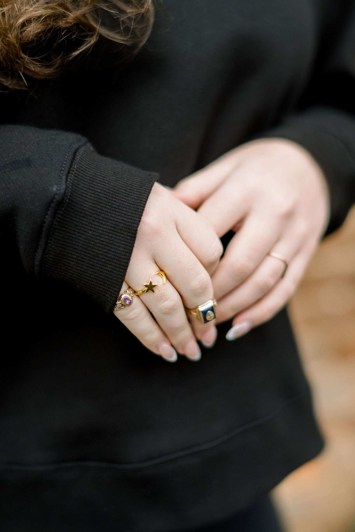 Moon and Star Ring - Gold