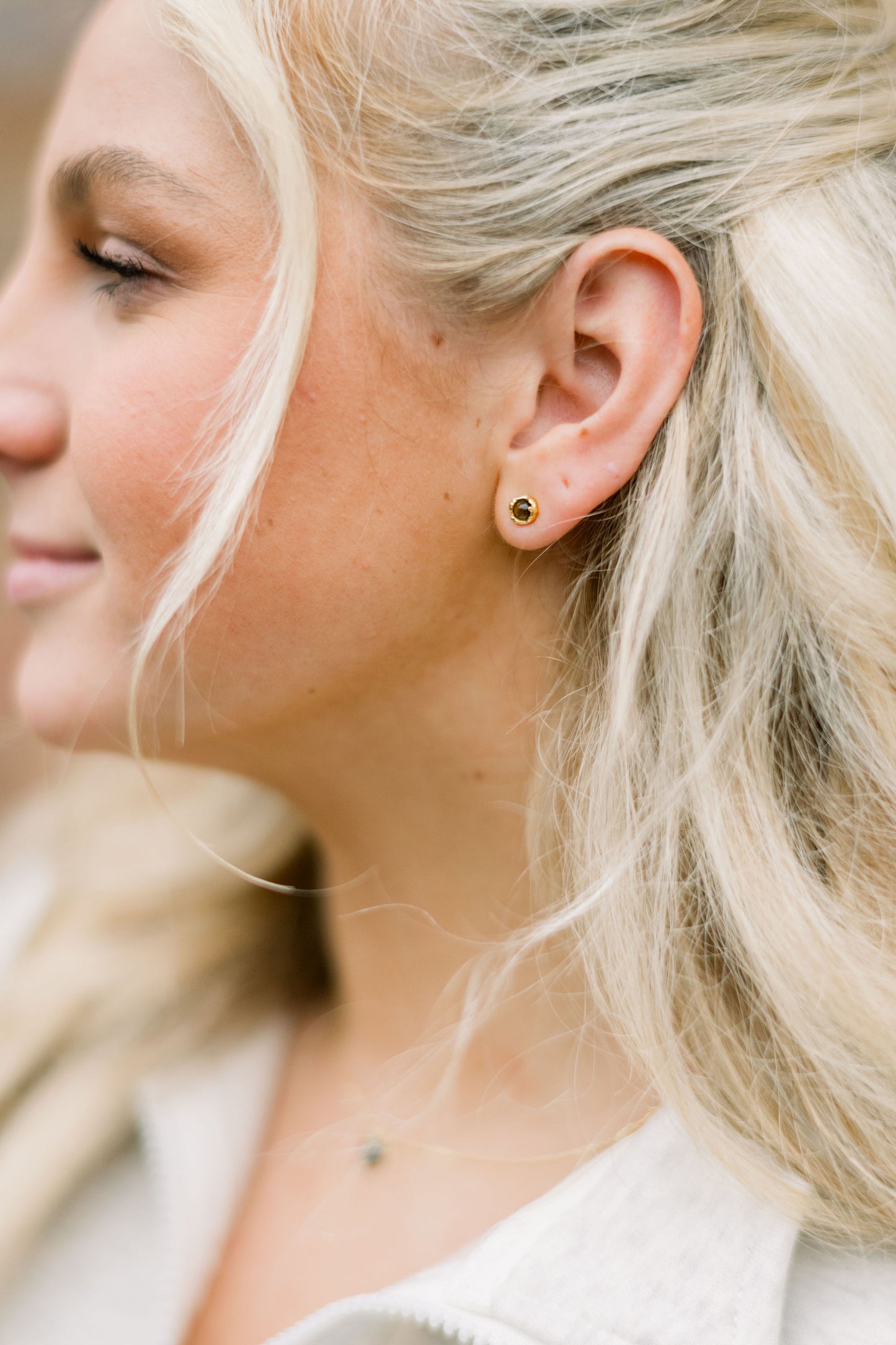Tigers Eye Gold Earring
