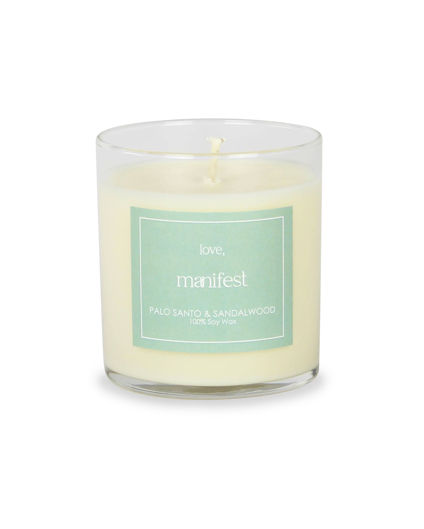 Candle with a label on a white background