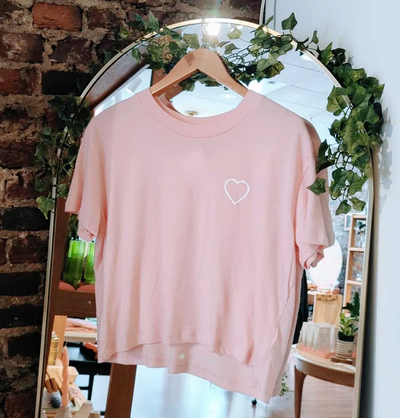 Vintage Jersey Heart Tee - Faded Pink