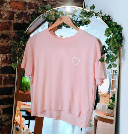 Vintage Jersey Heart Tee - Faded Pink