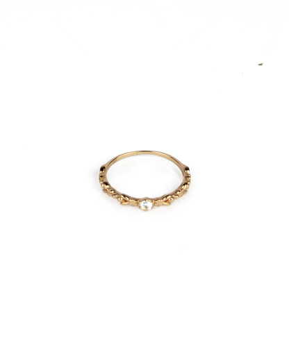 gold ring with gem stone on a white background