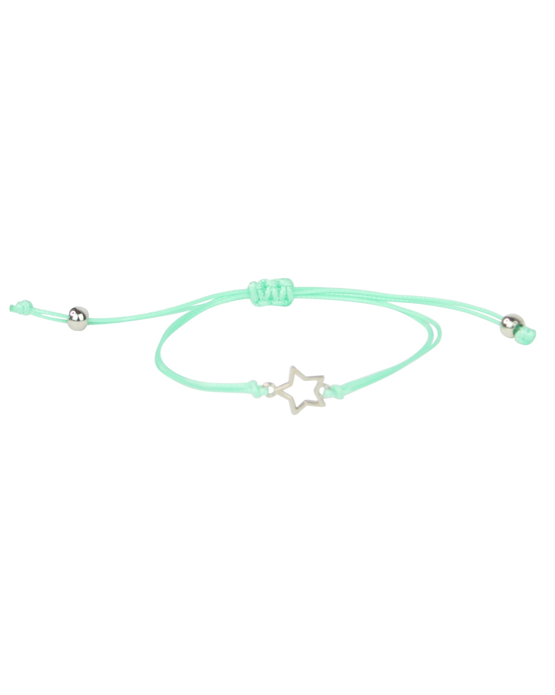 Mint green bracelet with a star-shaped charm on a white background