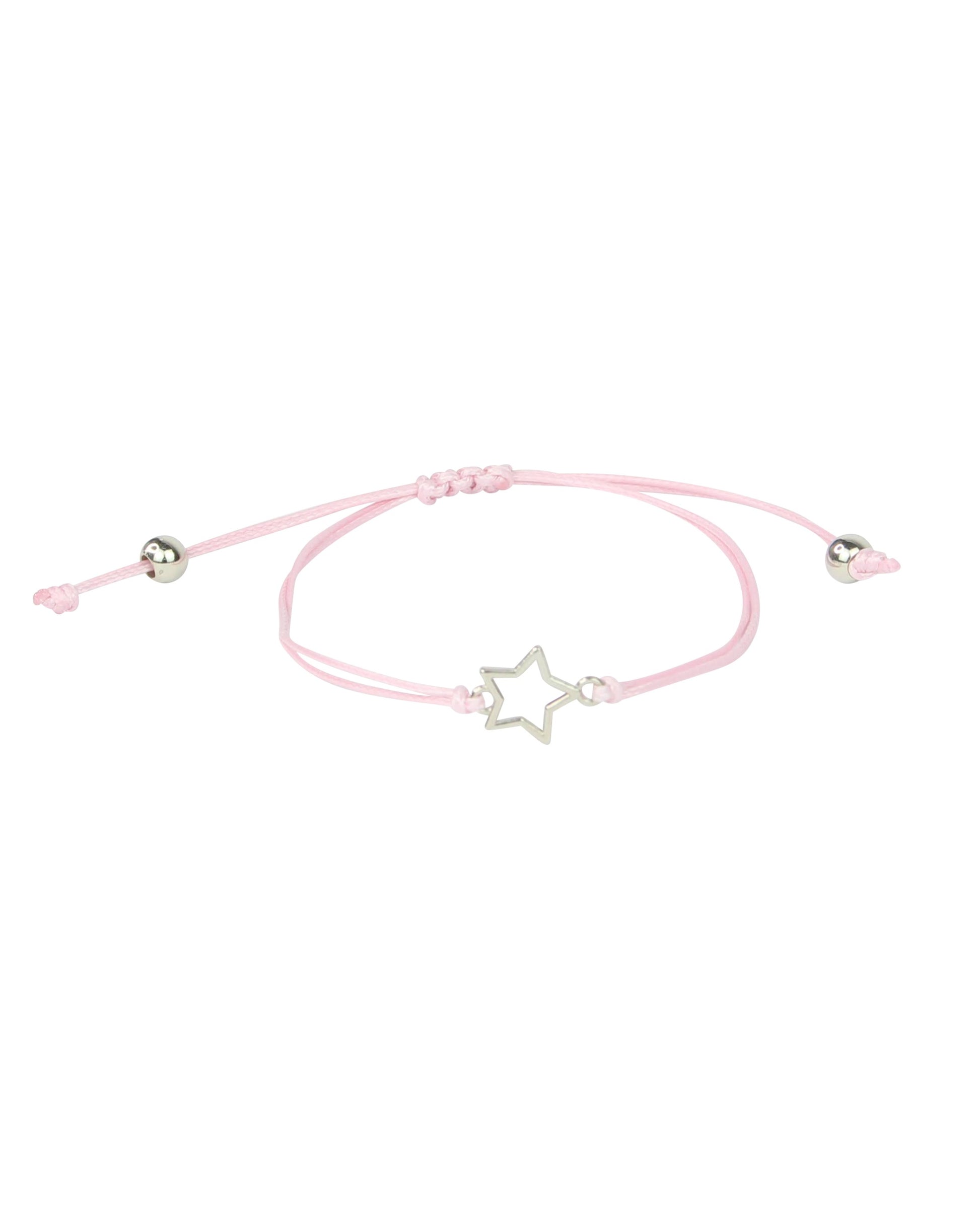 Pink bracelet with a star-shaped charm on a white background