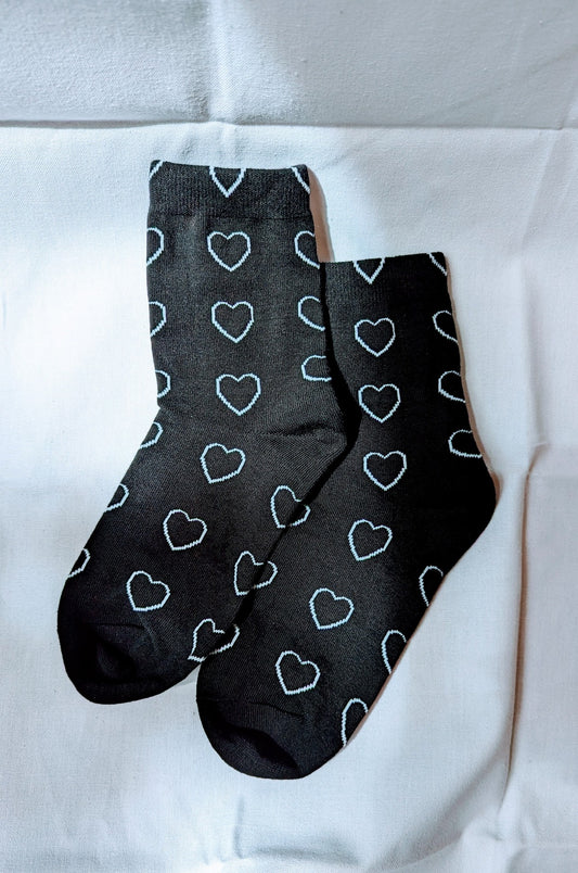 Heart Socks - Black and White